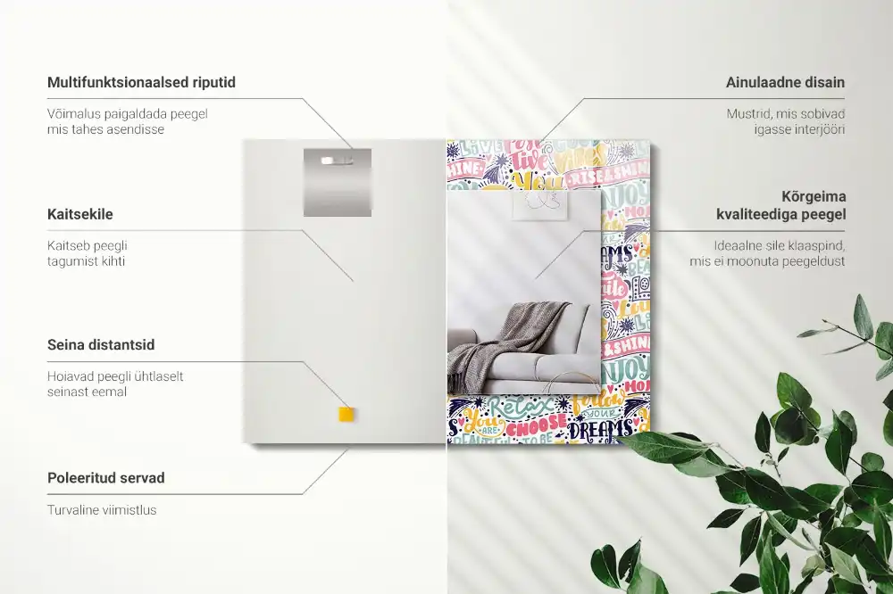 Obdĺžnikové ozdobné zrkadlo Farebné motivačné nápisy