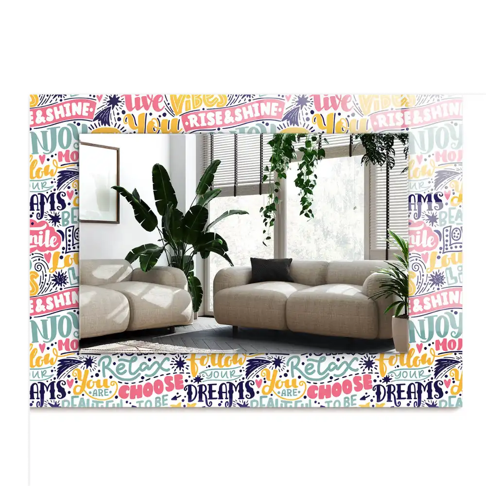 Obdĺžnikové ozdobné zrkadlo Farebné motivačné nápisy