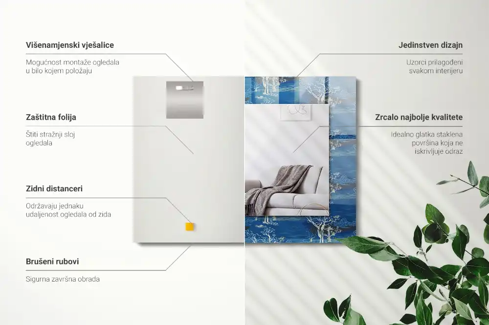 Obdĺžnikové zrkadlo s motívom Krajina stromov