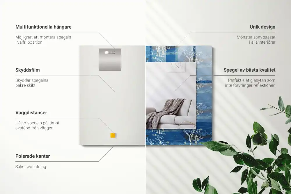 Obdĺžnikové zrkadlo s motívom Krajina stromov