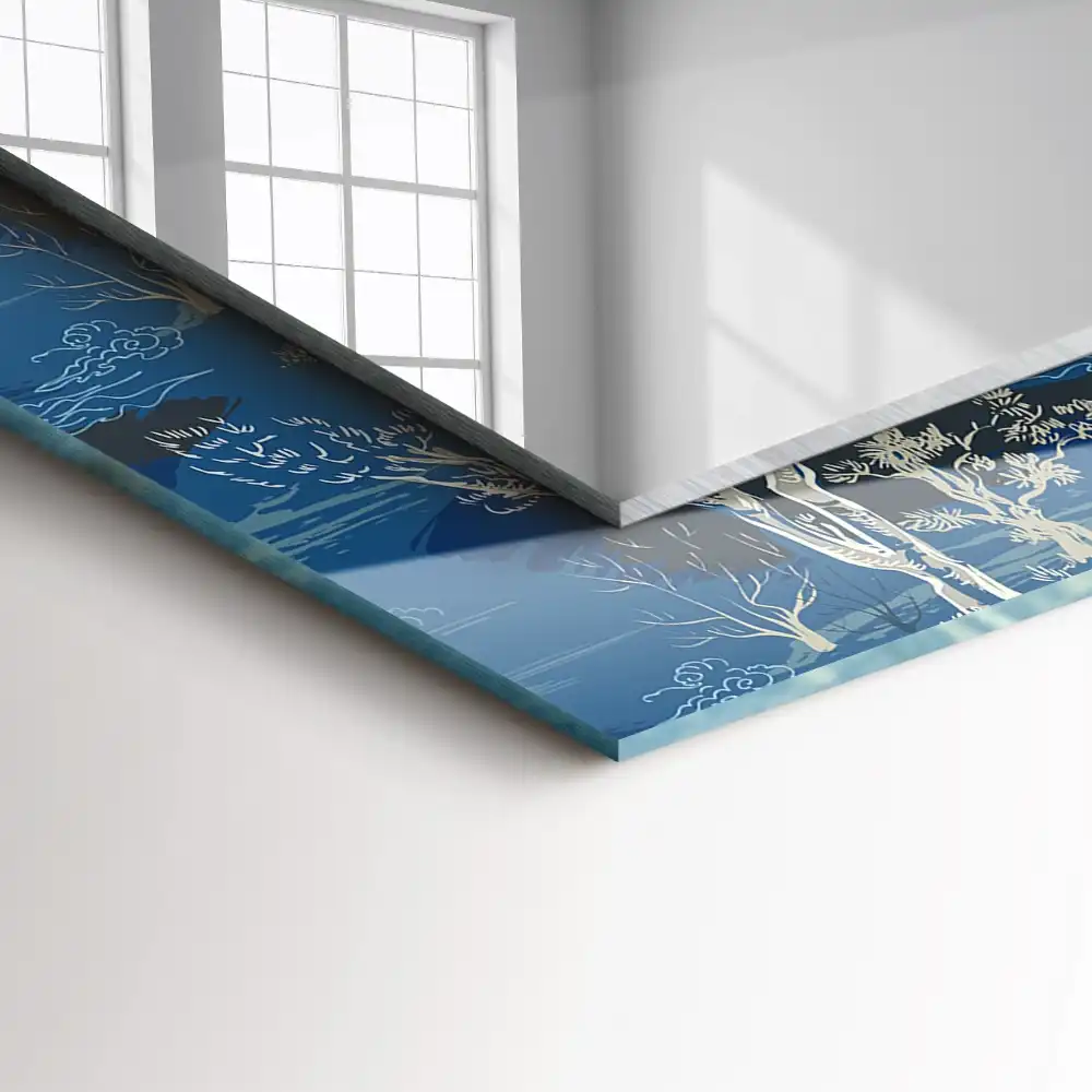 Obdĺžnikové zrkadlo s motívom Krajina stromov