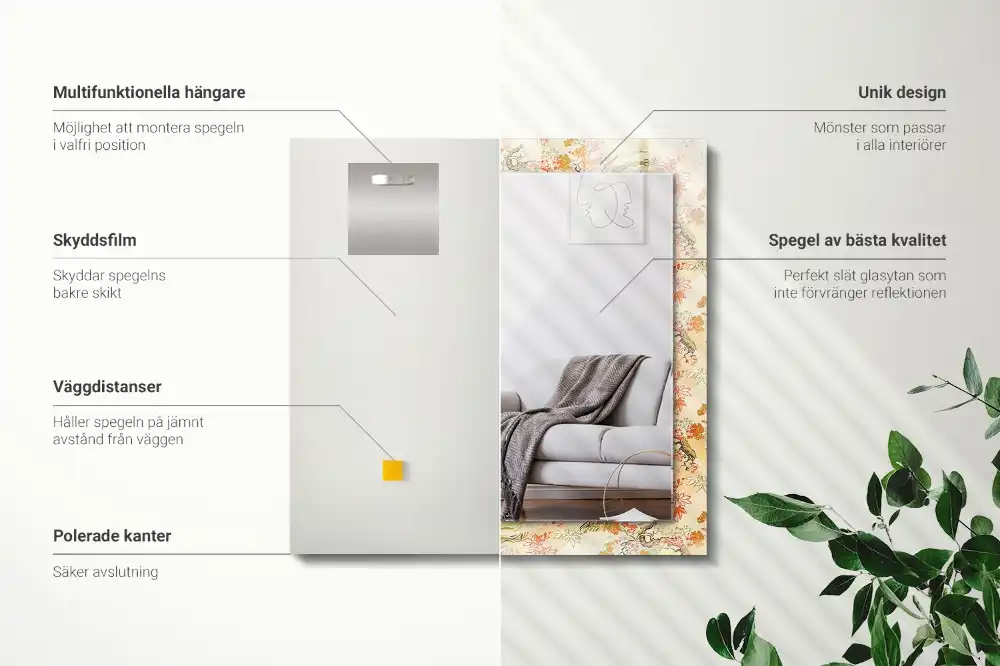 Obdĺžnikové ozdobné zrkadlo Japonská záhrada