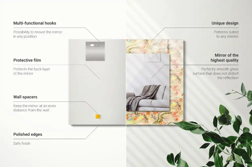 Obdĺžnikové ozdobné zrkadlo Japonská záhrada