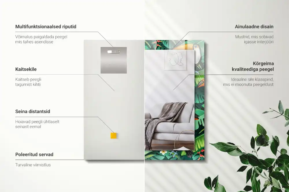 Obdĺžnikové dekoračné zrkadlo Tukany opúšťajú džungľu