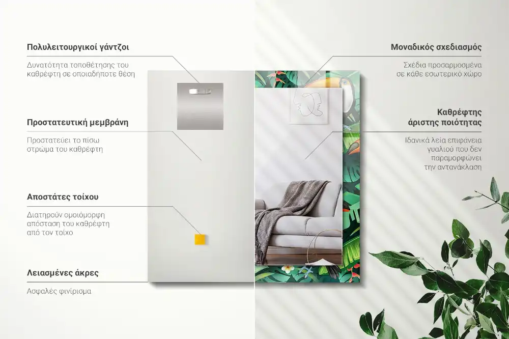 Obdĺžnikové dekoračné zrkadlo Tukany opúšťajú džungľu