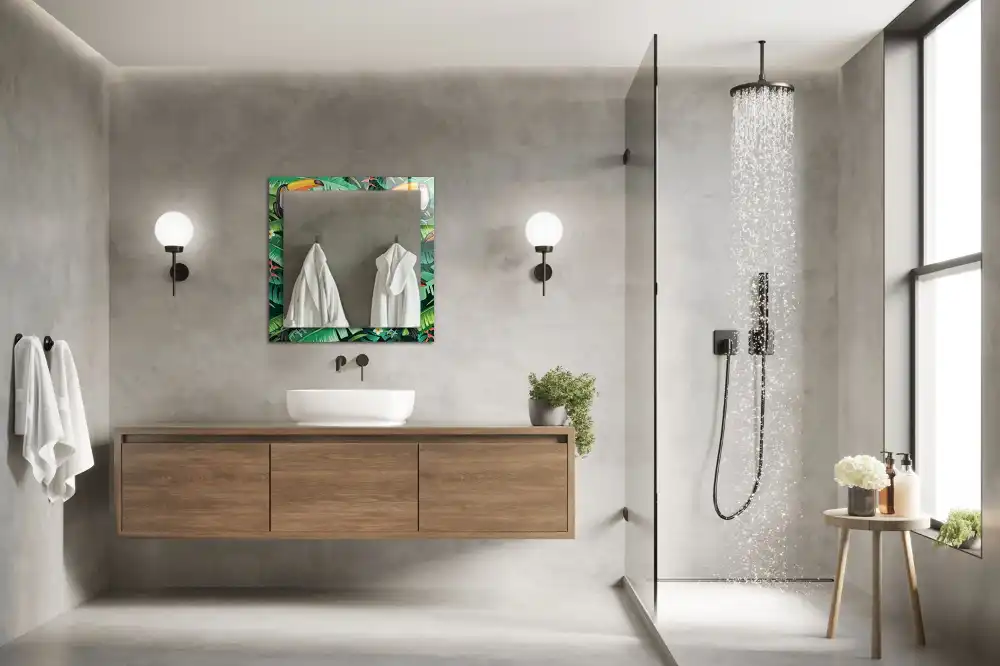 Obdĺžnikové dekoračné zrkadlo Tukany opúšťajú džungľu