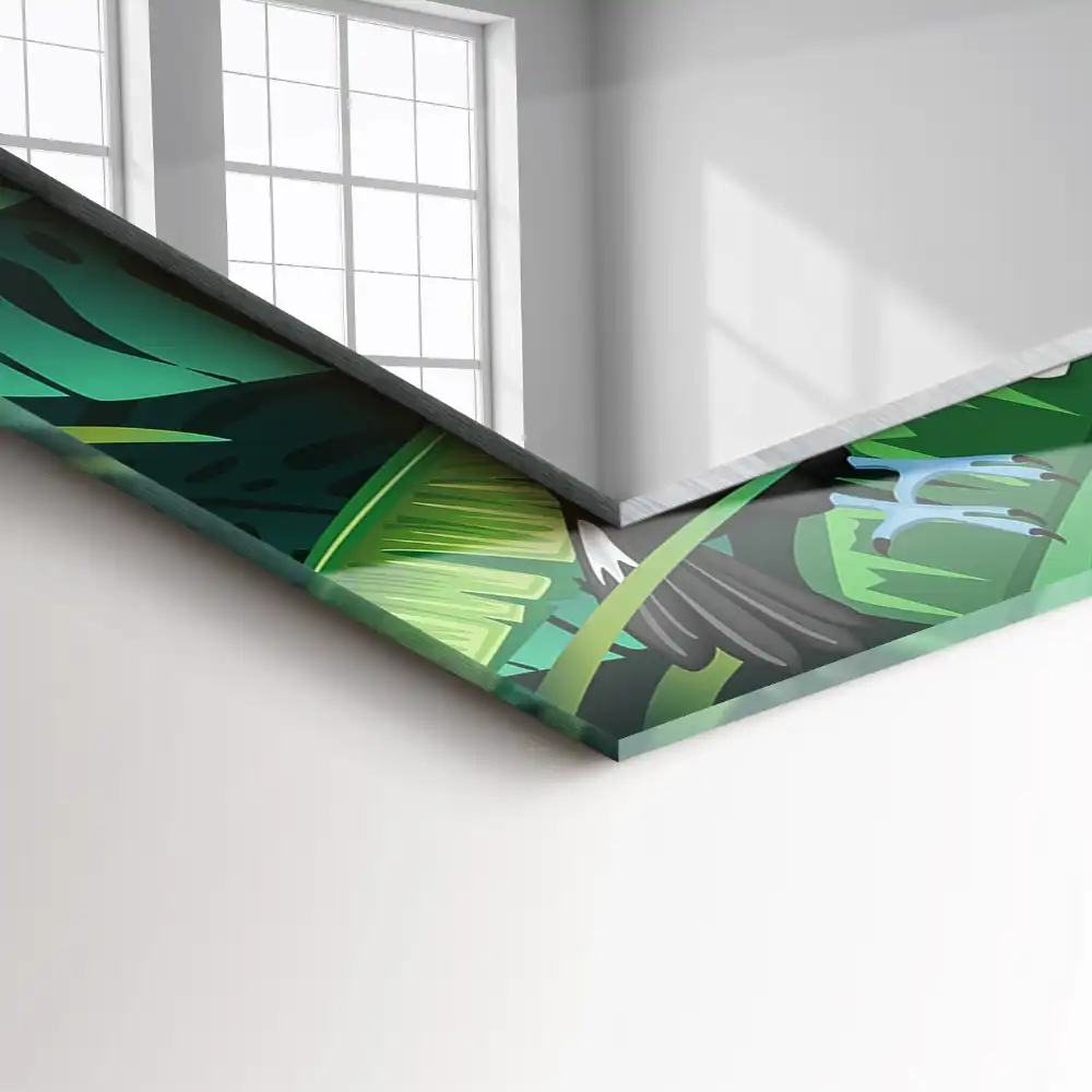 Obdĺžnikové dekoračné zrkadlo Tukany opúšťajú džungľu