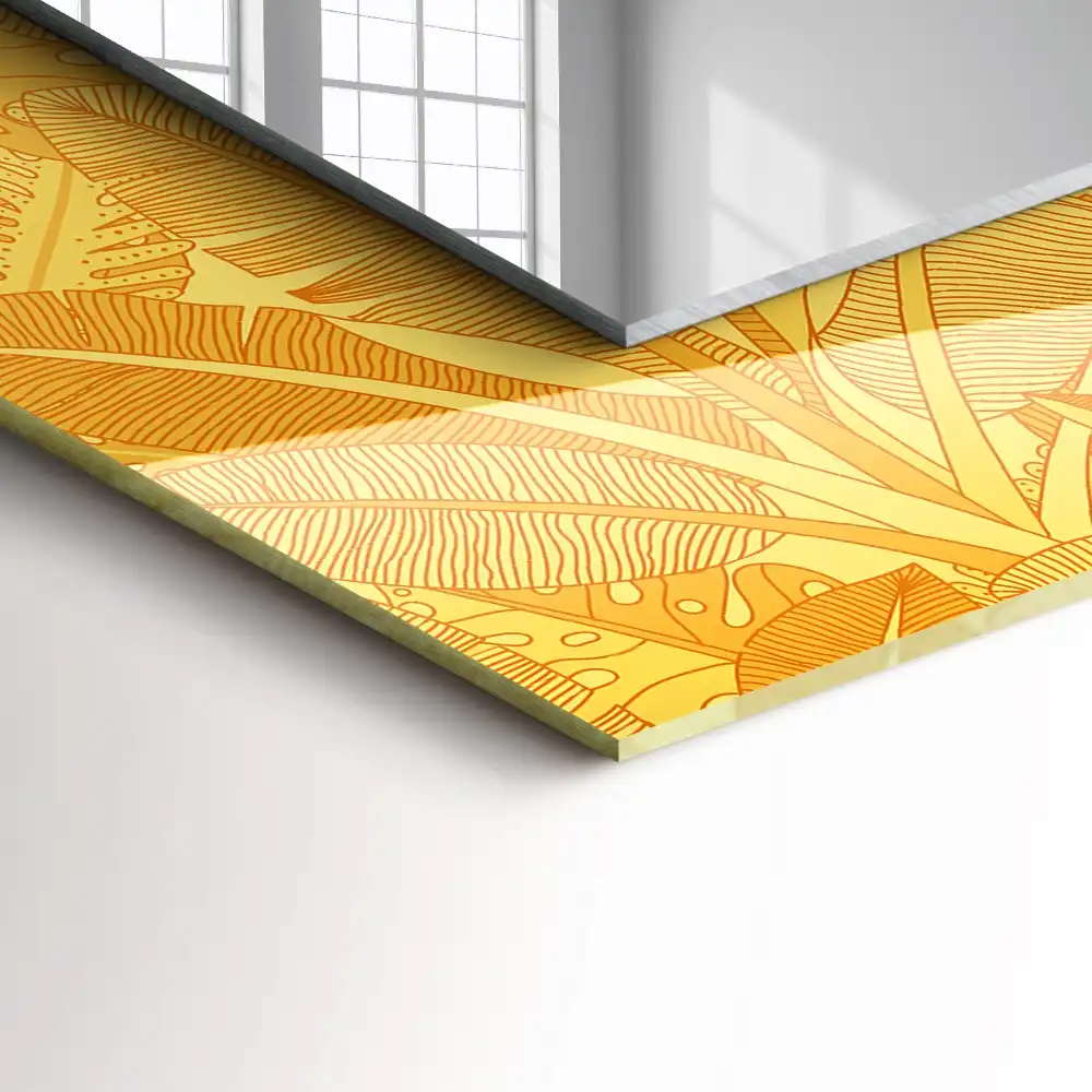 Obdĺžnikové zrkadlo s motívom Oranžový vzor listov