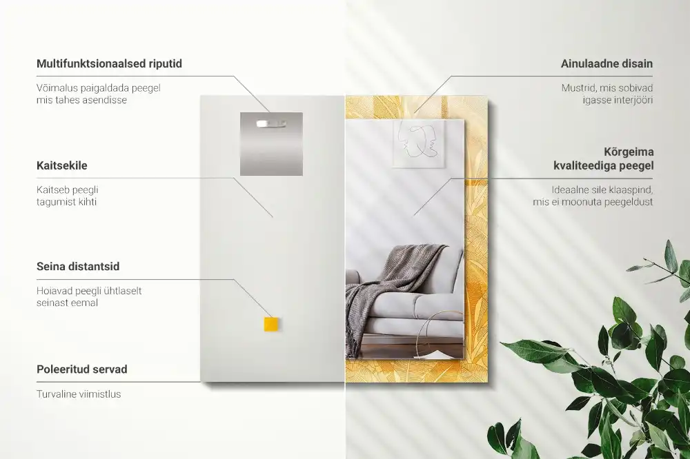 Obdĺžnikové zrkadlo s motívom Oranžový vzor listov