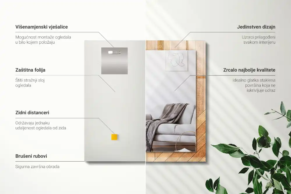 Obdĺžnikové ozdobné zrkadlo Drevené parkety
