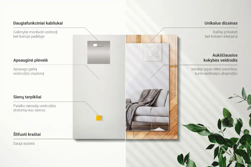 Obdĺžnikové ozdobné zrkadlo Drevené parkety