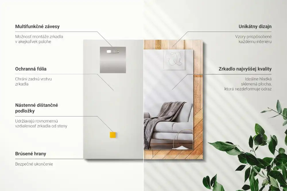 Obdĺžnikové ozdobné zrkadlo Drevené parkety