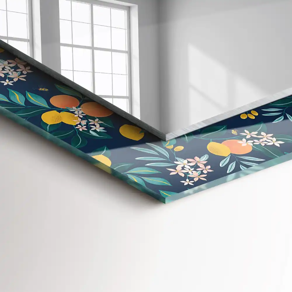 Obdĺžnikové dekoračné zrkadlo Kvety a ovocie