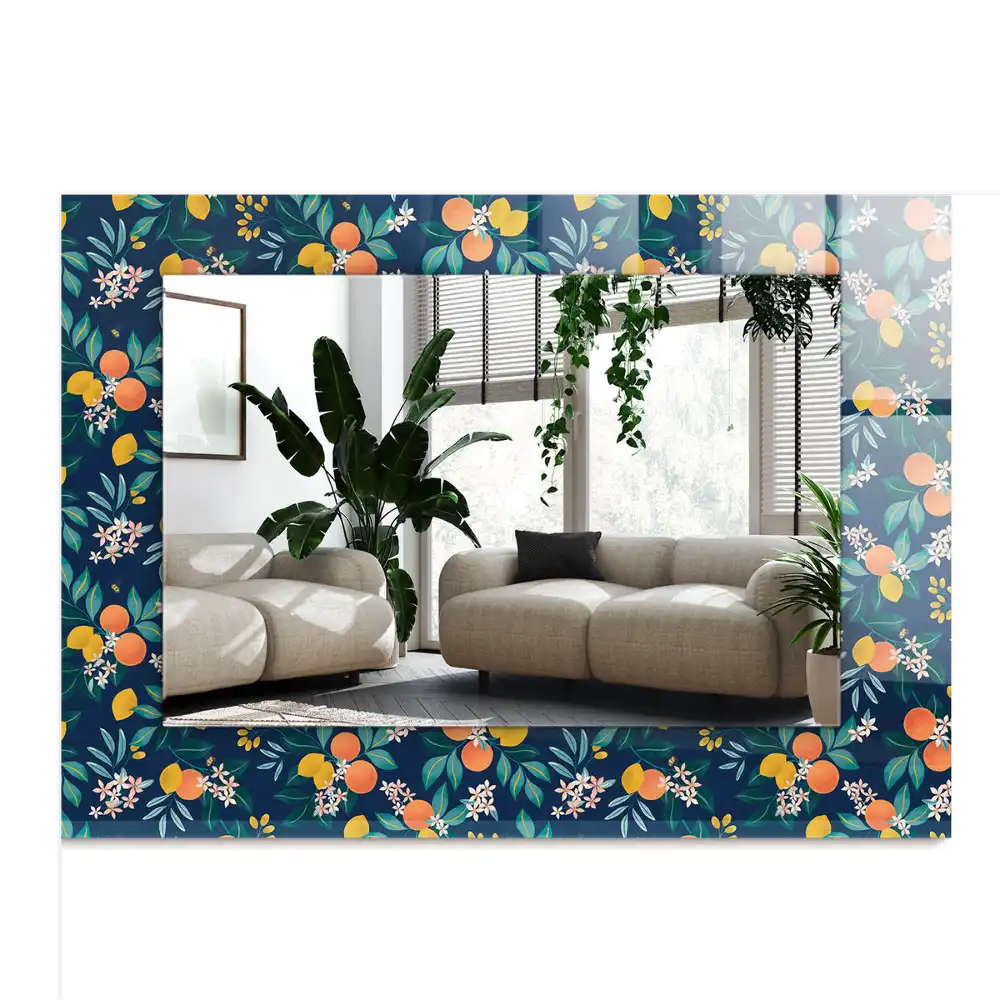 Obdĺžnikové dekoračné zrkadlo Kvety a ovocie