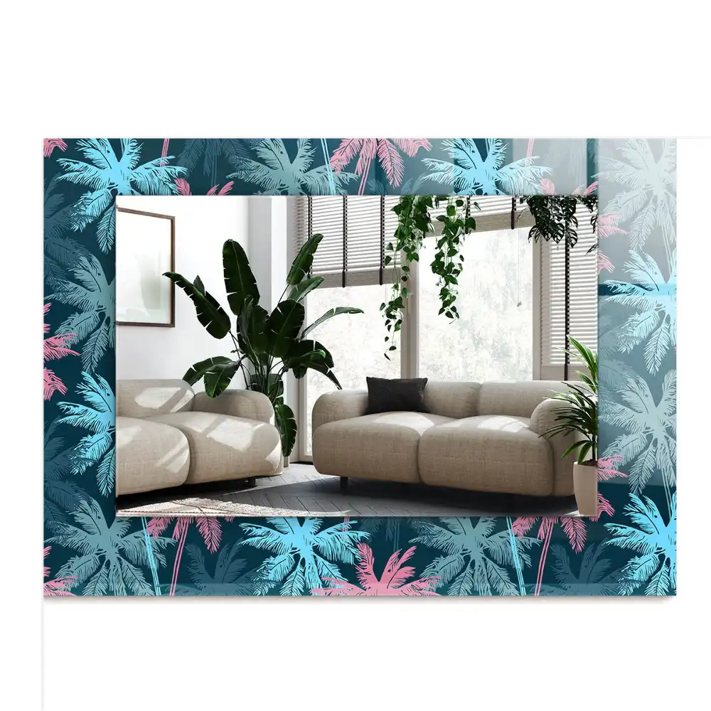 Obdĺžnikové zrkadlo s motívom palmy, farebný vzor