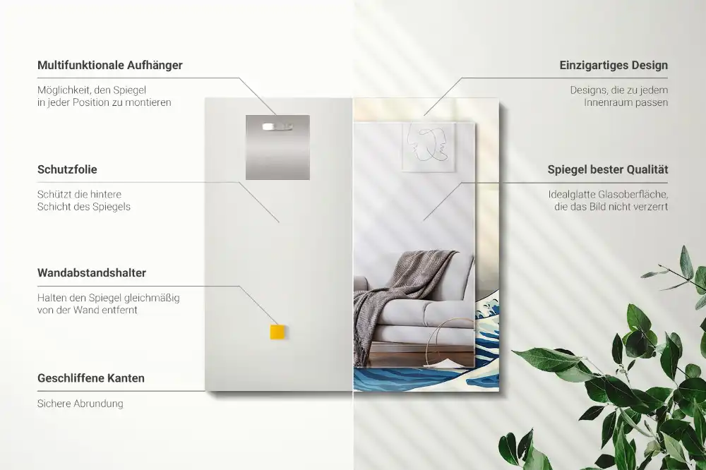 Obdĺžnikové ozdobné zrkadlo Veľká vlna pri Kanagawe