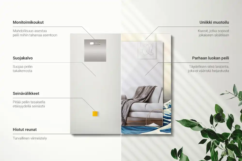 Obdĺžnikové ozdobné zrkadlo Veľká vlna pri Kanagawe