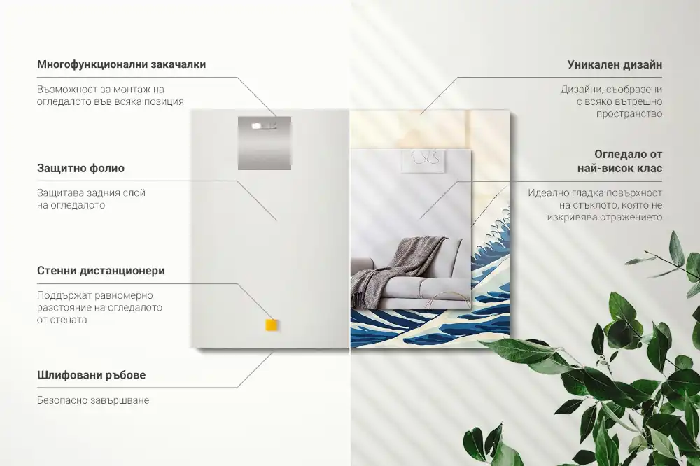 Obdĺžnikové ozdobné zrkadlo Veľká vlna pri Kanagawe