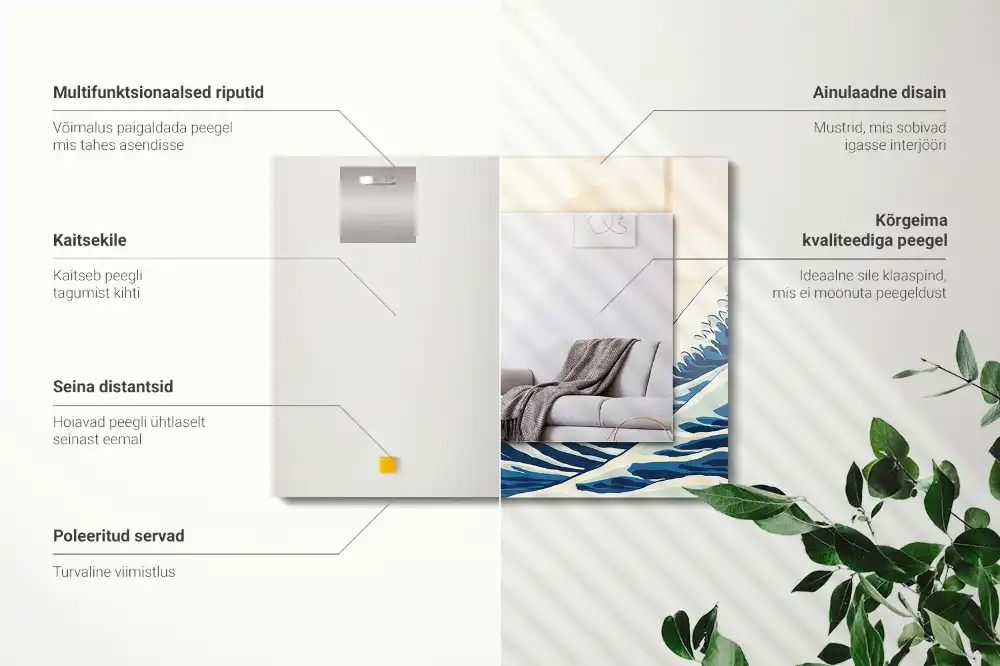 Obdĺžnikové ozdobné zrkadlo Veľká vlna pri Kanagawe