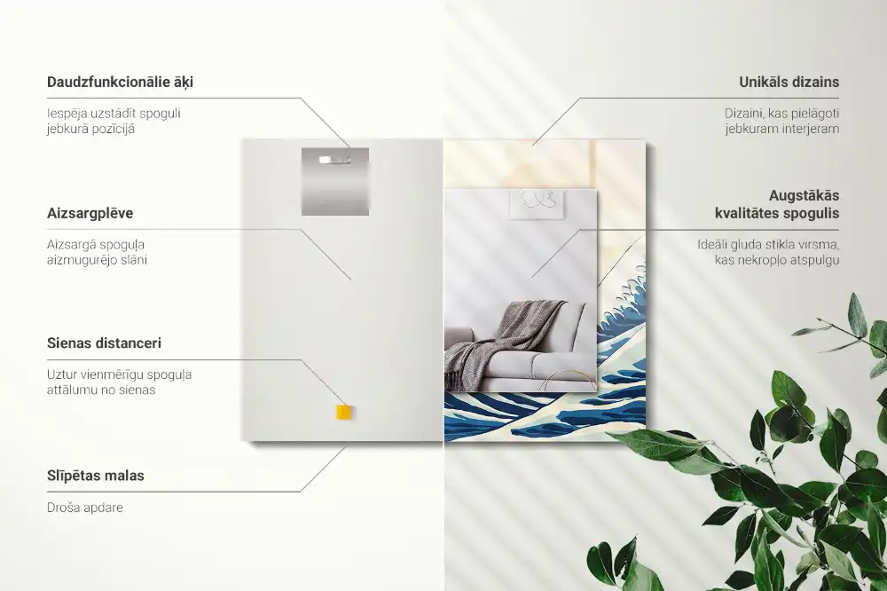 Obdĺžnikové ozdobné zrkadlo Veľká vlna pri Kanagawe