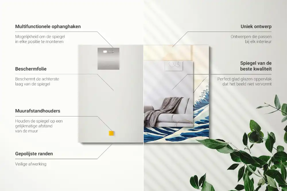 Obdĺžnikové ozdobné zrkadlo Veľká vlna pri Kanagawe