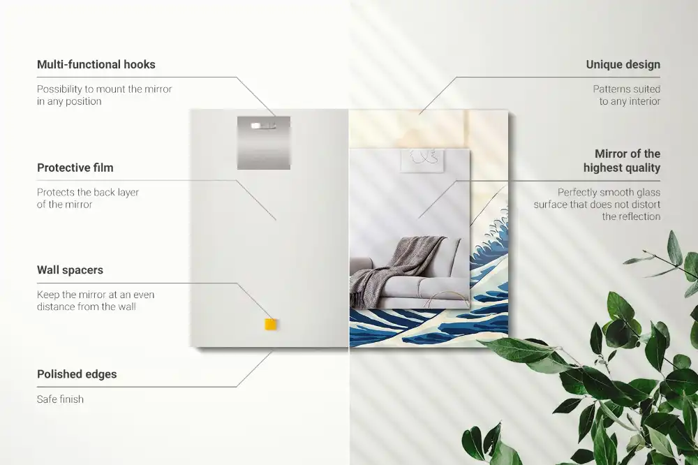 Obdĺžnikové ozdobné zrkadlo Veľká vlna pri Kanagawe