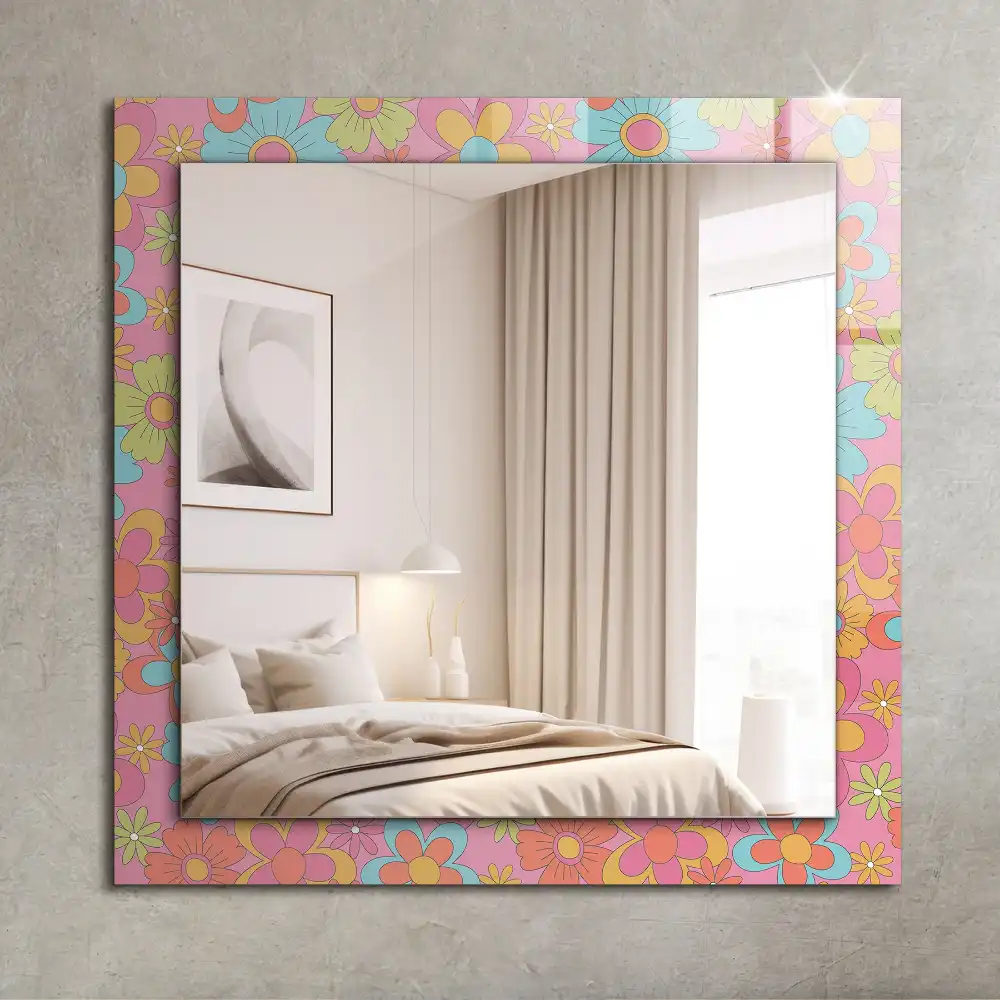 Obdĺžnikové zrkadlo s motívom Farebná kvetinová drážka