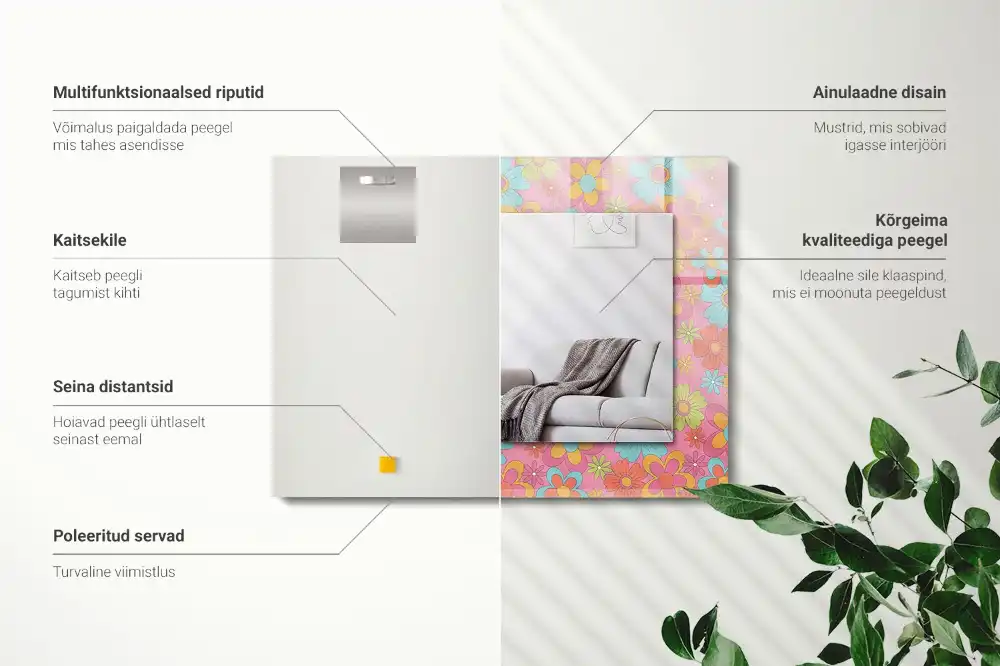 Obdĺžnikové zrkadlo s motívom Farebná kvetinová drážka