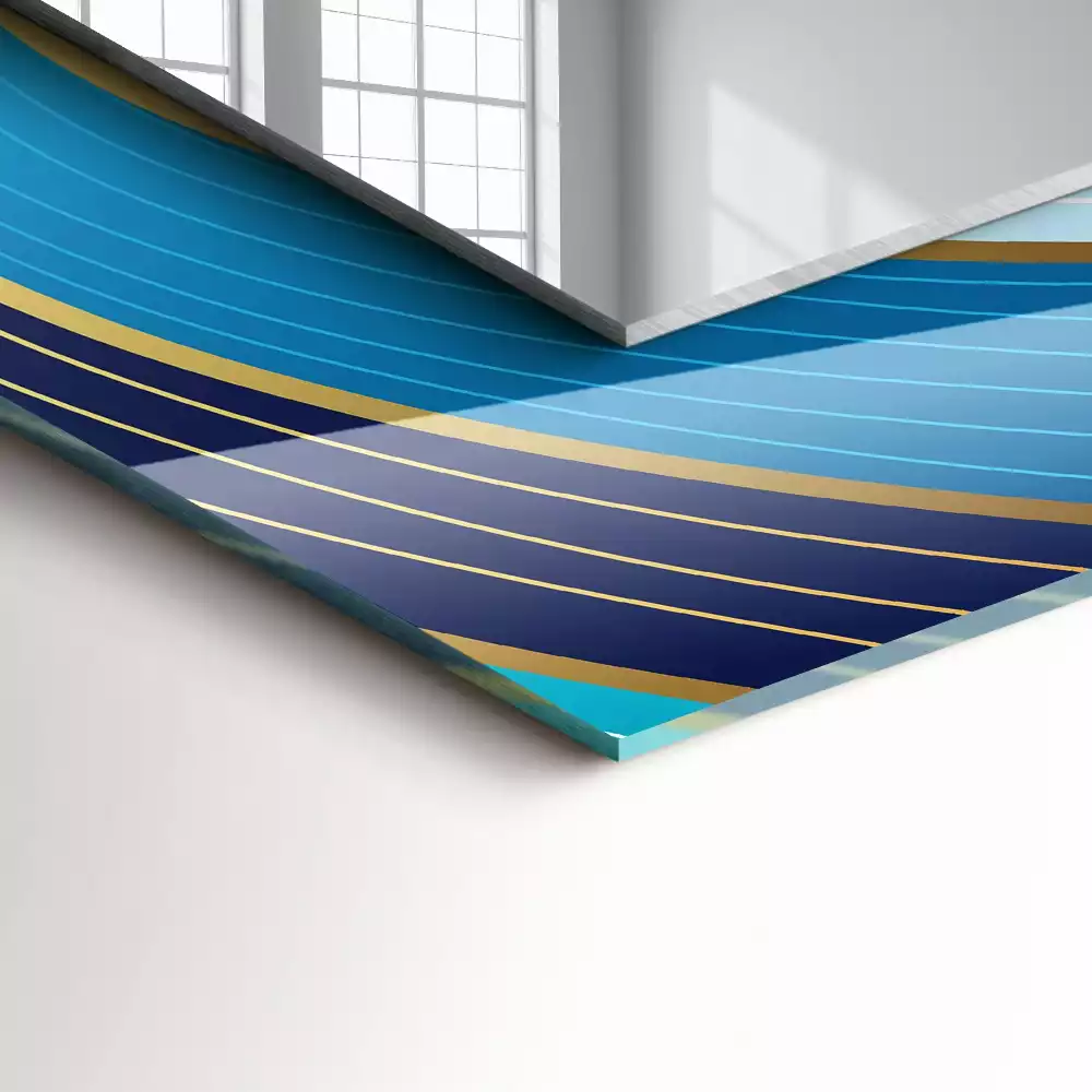 Obdĺžnikové ozdobné zrkadlo Modré vlny