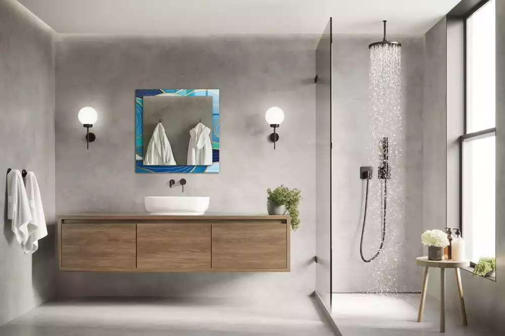 Obdĺžnikové ozdobné zrkadlo Modré vlny