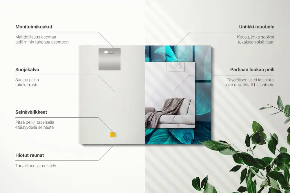 Obdĺžnikové dekoračné zrkadlo Zelené listy