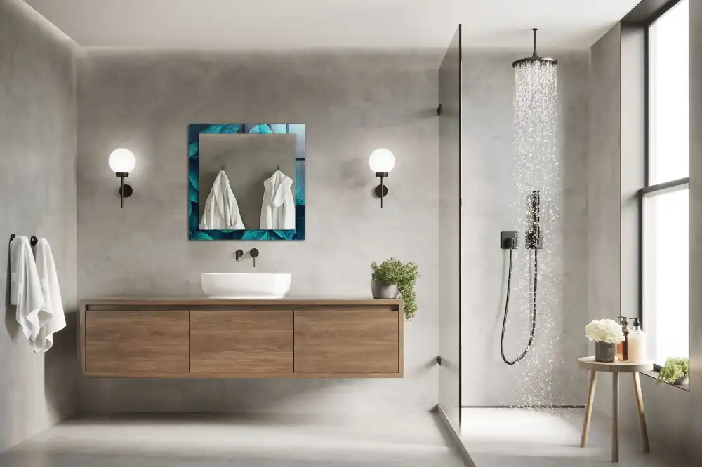 Obdĺžnikové dekoračné zrkadlo Zelené listy