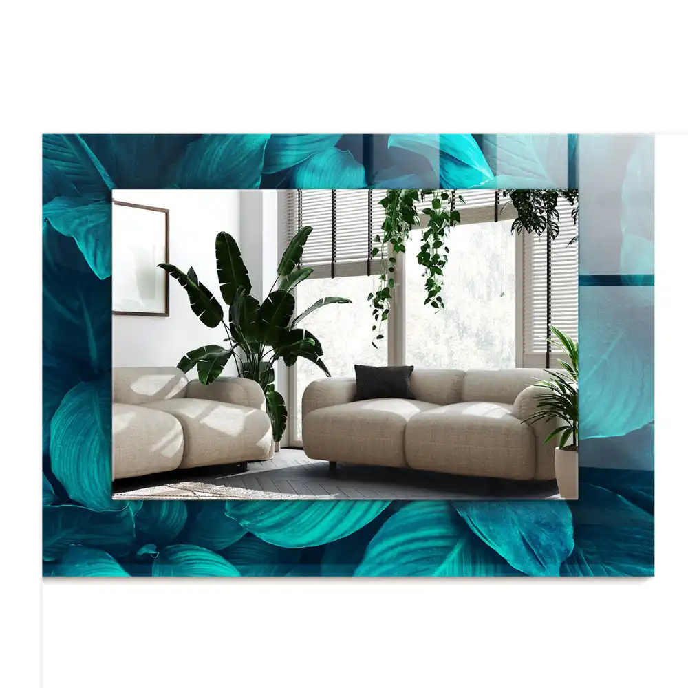 Obdĺžnikové dekoračné zrkadlo Zelené listy