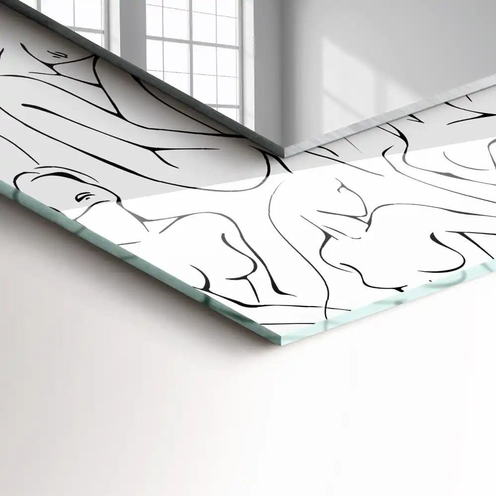 Obdĺžnikové ozdobné zrkadlo Náčrt ženských siluet