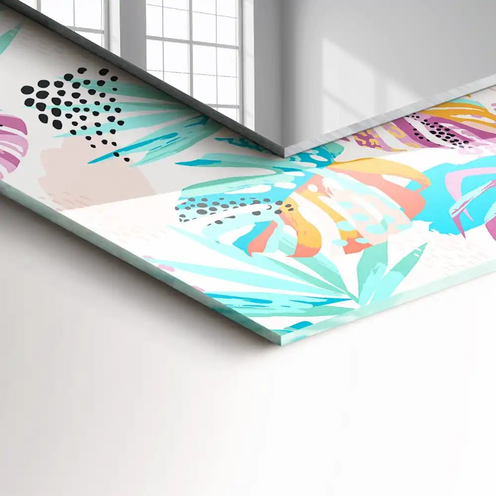 Obdĺžnikové dekoračné zrkadlo Farebné tropické listy