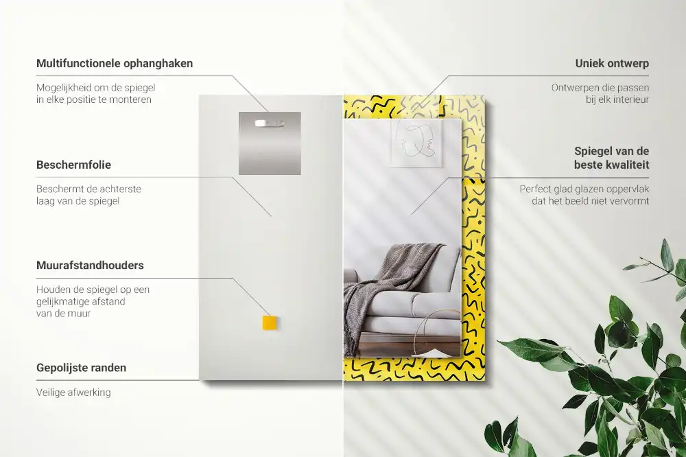 Obdĺžnikové zrkadlo s motívom Žltý abstraktný vzor