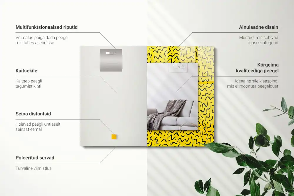 Obdĺžnikové zrkadlo s motívom Žltý abstraktný vzor