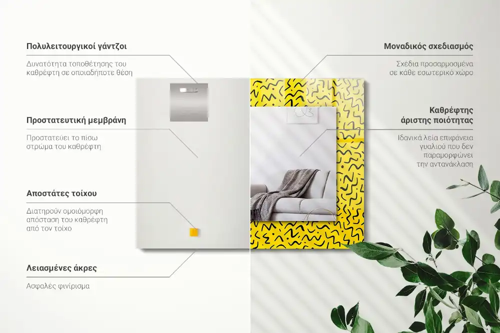 Obdĺžnikové zrkadlo s motívom Žltý abstraktný vzor