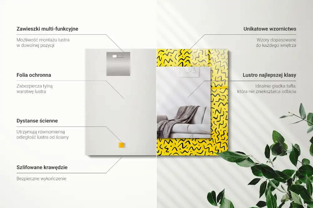 Obdĺžnikové zrkadlo s motívom Žltý abstraktný vzor