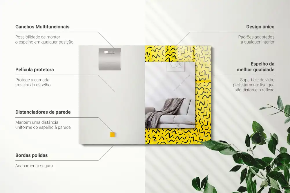 Obdĺžnikové zrkadlo s motívom Žltý abstraktný vzor