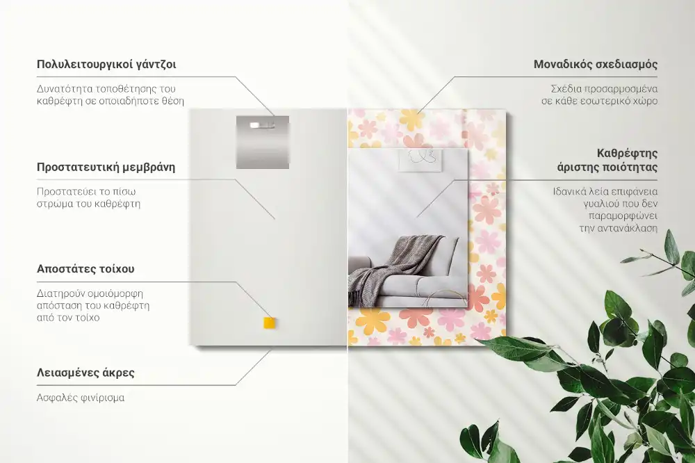 Obdĺžnikové dekoračné zrkadlo Kvetinový vzor