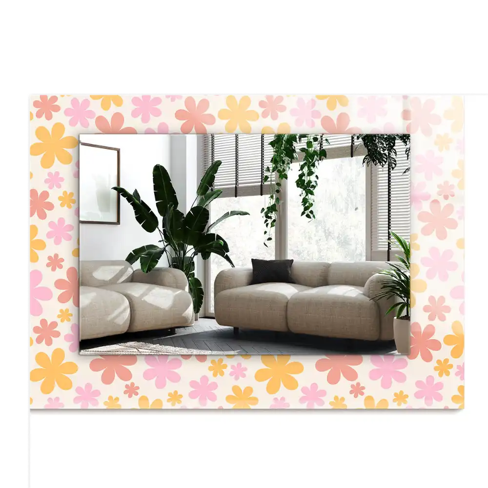 Obdĺžnikové dekoračné zrkadlo Kvetinový vzor