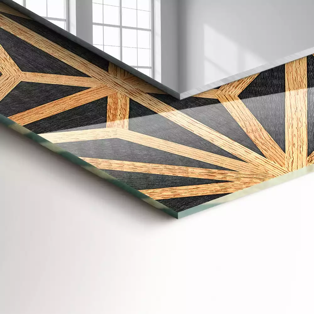 Obdĺžnikové zrkadlo s motívom Drevený geometrický vzor