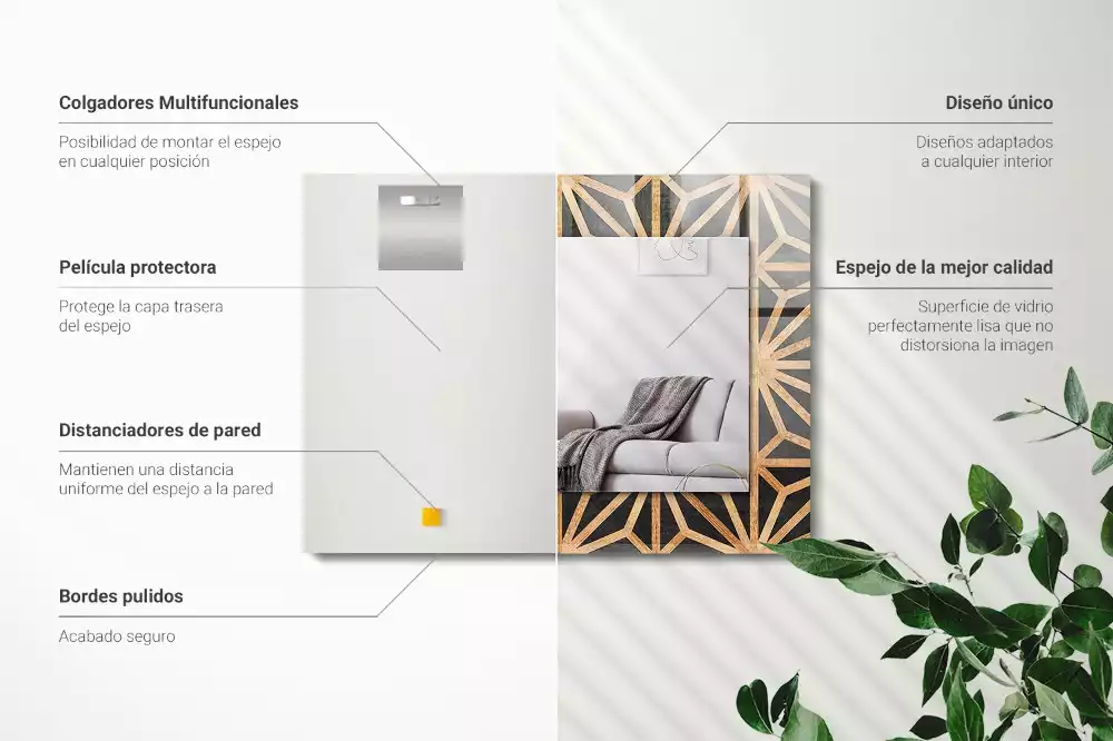 Obdĺžnikové zrkadlo s motívom Drevený geometrický vzor