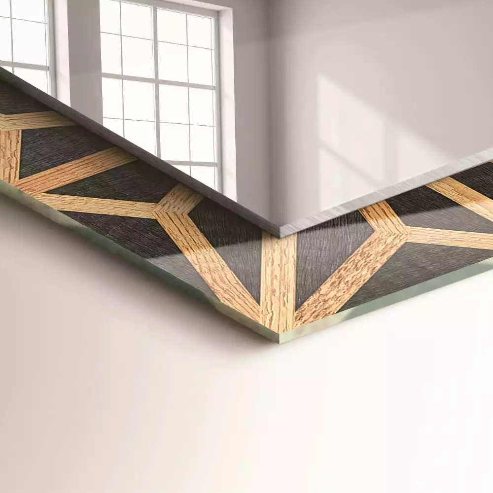 Obdĺžnikové zrkadlo s motívom Drevený geometrický vzor