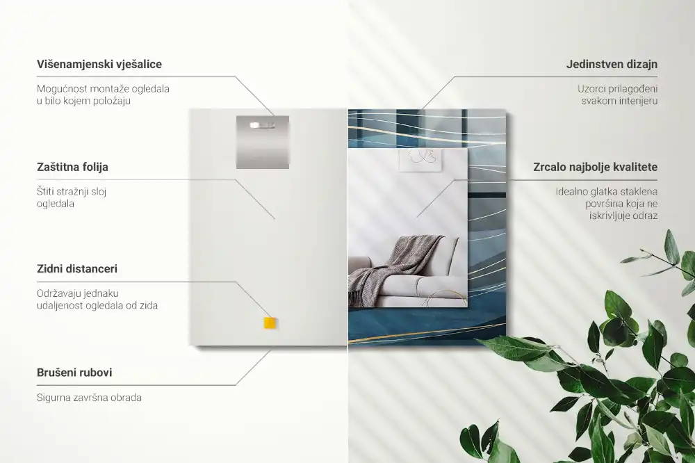 Obdĺžnikové ozdobné zrkadlo Abstraktné čiary