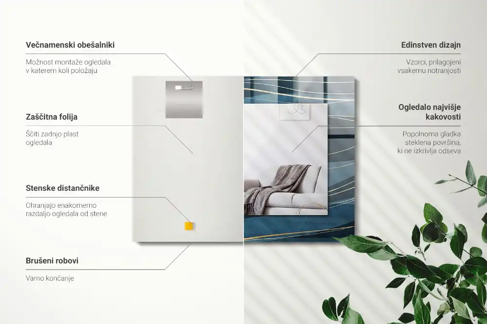 Obdĺžnikové ozdobné zrkadlo Abstraktné čiary