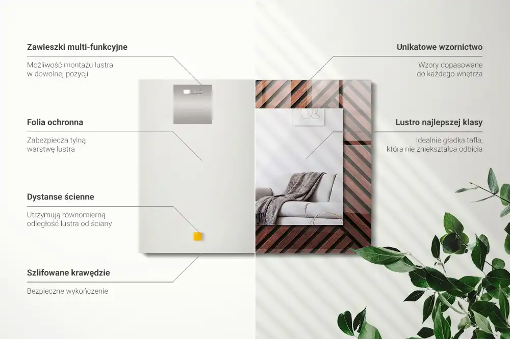 Obdĺžnikové dekoračné zrkadlo Drevené diagonálne lišty