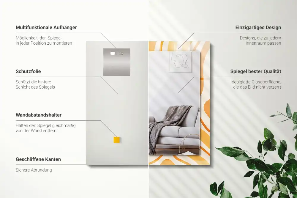 Obdĺžnikové zrkadlo s motívom Abstraktné oranžové vzory