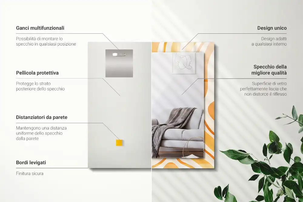 Obdĺžnikové zrkadlo s motívom Abstraktné oranžové vzory